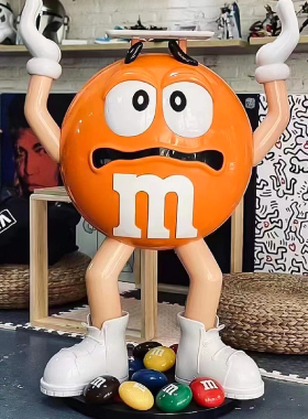 卡通M豆人潮玩红色mm豆公仔大摆件橙豆模型客厅店W铺落地装饰雕塑