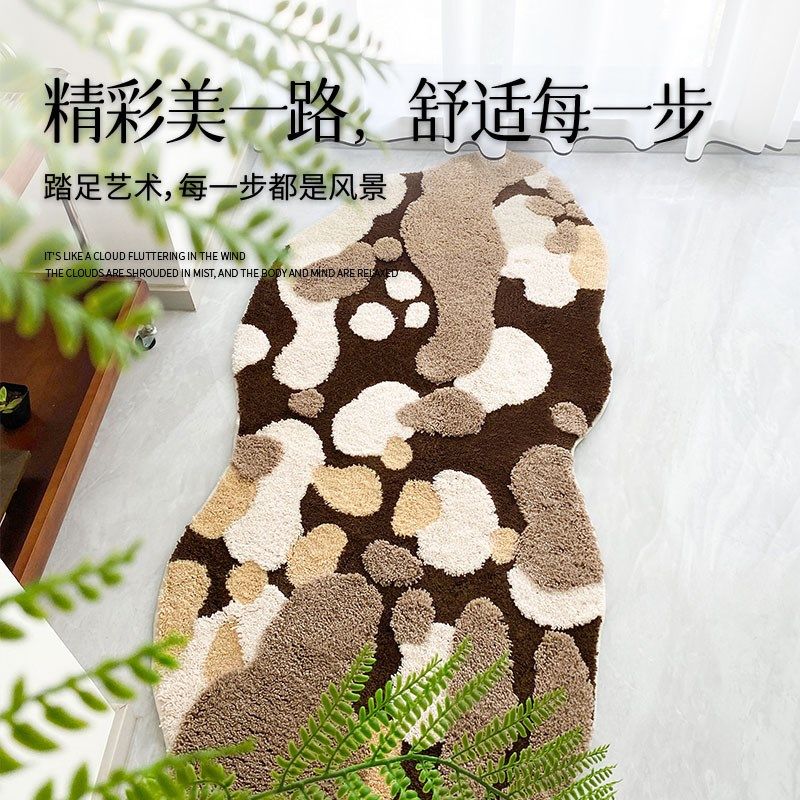 Art carpet bedroom c irregular moss bedside rug living room balcony cloakroom renovation floor mat machine washable