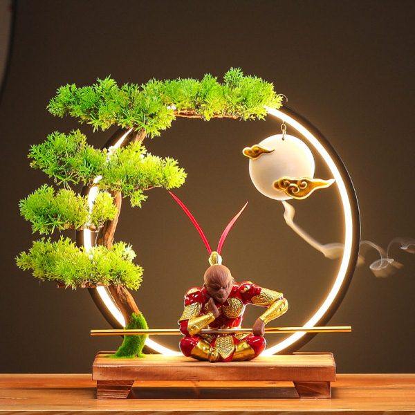 斗战胜佛孙悟空摆件灯圈绿植齐天大圣家居客厅公室桌面禅意中式,淘宝优惠券,粉丝福利购,淘宝优惠卷
