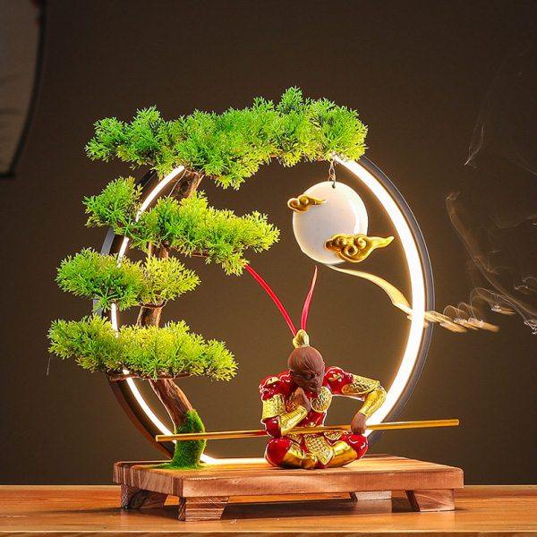 斗战胜佛孙悟空摆件灯圈绿植齐天大圣家居客厅公室桌面禅意中式,淘宝优惠券,粉丝福利购,淘宝优惠卷