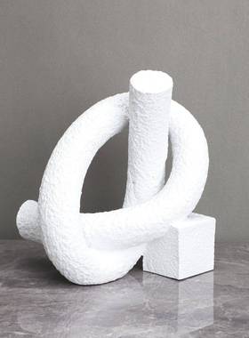 现代柜约树脂白色简绳结M形摆件书房客厅玄关电视创1111意家居装