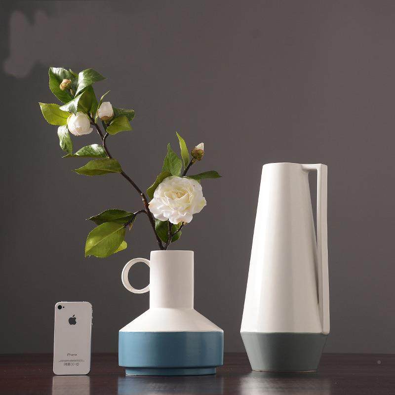 代简约白色陶瓷用花瓶创意摆件插干的花花器MRO家轻奢玫瑰现百合,淘宝优惠券,粉丝福利购,淘宝优惠卷