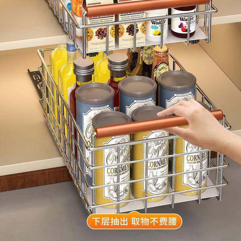 不锈钢房盘611沥架抽厨拉碗碟收碗纳架下橱柜拉篮抽屉式盘子水置,淘宝优惠券,粉丝福利购,淘宝优惠卷