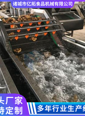 果蔬毛刷清洗机全自动商用海产气泡清洗设备红薯土豆清洗线