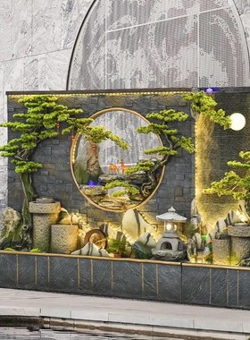 新款流水墙屏风隔断庭院花园景观装饰品公司饭店大厅开业招财摆件