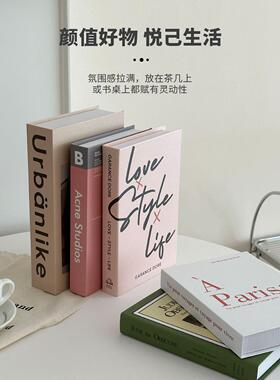 ins小众假书英文彷真书装饰书粉色软装桌面杂志装饰摆件摄影道具