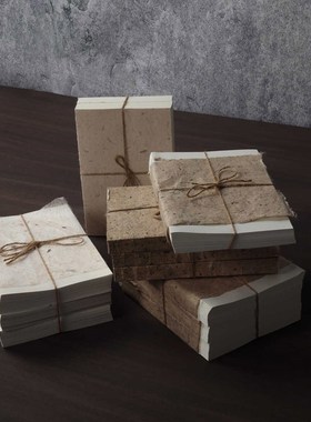 新中式复古土纸麻绳捆书块摆件样板间书房茶室桌S面展示柜软装饰