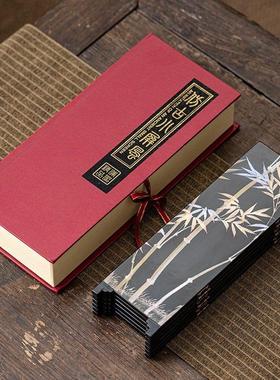 中古风淡雅意境隔断折叠移动中式茶桌桌面装饰水墨竹子小屏风摆件