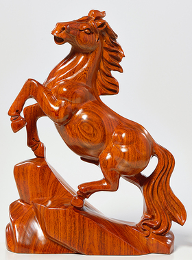 花梨木雕马摆件实木雕刻工艺礼品摆饰生肖木马家居客厅装饰红木开