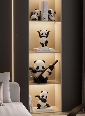 高端居大气客厅熊猫酒柜摆件轻奢家视柜玄电关办公桌面65556956艺