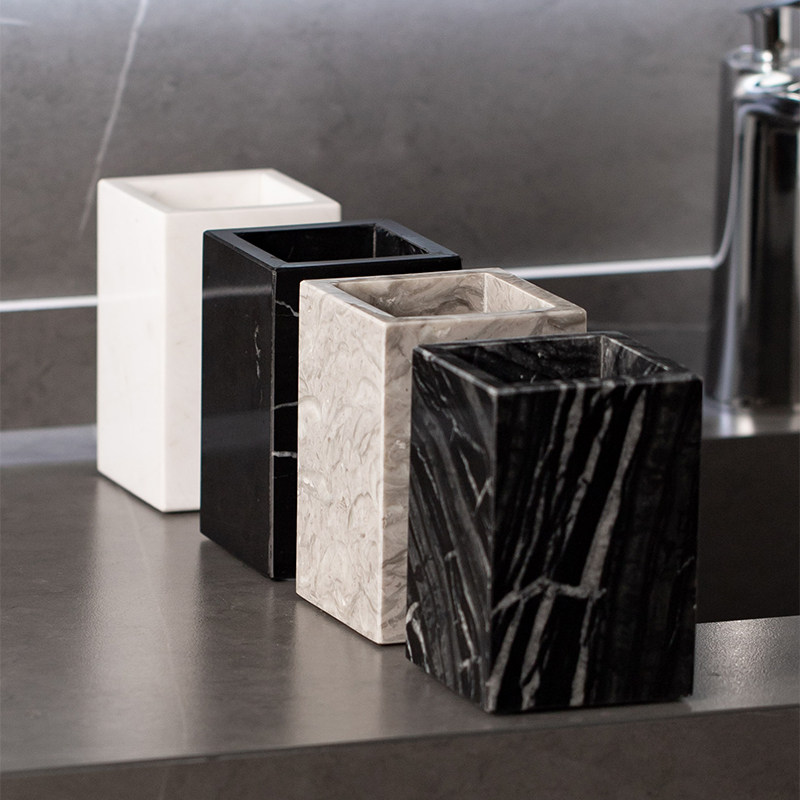 高档大理石收纳盒洗漱台棉签化妆棉美妆刷笔筒梳子牙具置物收纳筒,淘宝优惠券,粉丝福利购,淘宝优惠卷