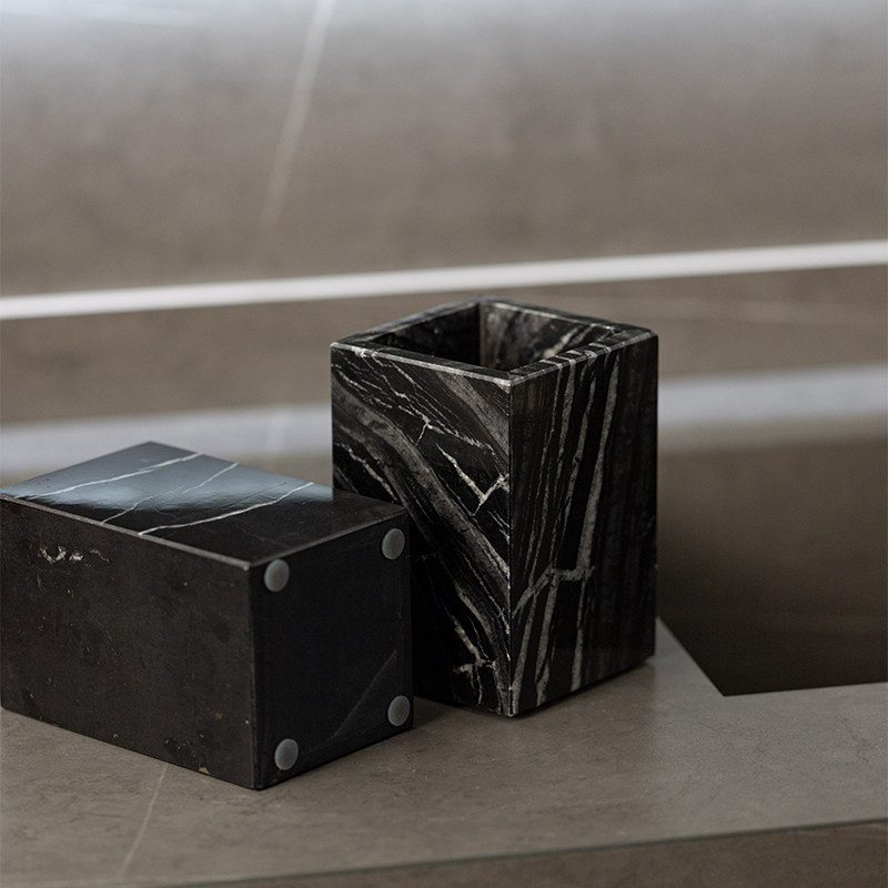 高档大理石收纳盒洗漱台棉签化妆棉美妆刷笔筒梳子牙具置物收纳筒,淘宝优惠券,粉丝福利购,淘宝优惠卷