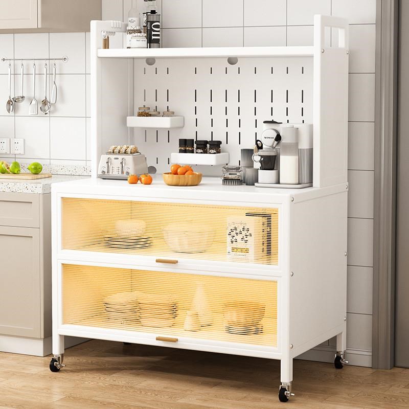 Hole board kitchen storage rack side cabinet floor storage cabinet clip storage cabinet microwave oven oven rack