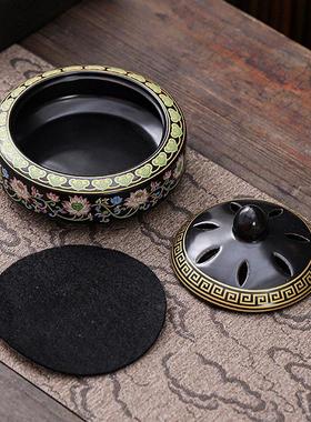 珐琅彩香炉彩莲创意倒流香炉檀香炉家用室内供佛茶道香薰炉