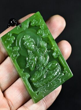 和田玉碧玉本命佛吊坠男女款文殊普贤大势至大日如来千手观音玉坠