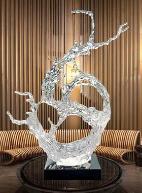 酒店大堂轻奢透明浪花树脂摆件样品屋展示中心样板间落地雕塑软装