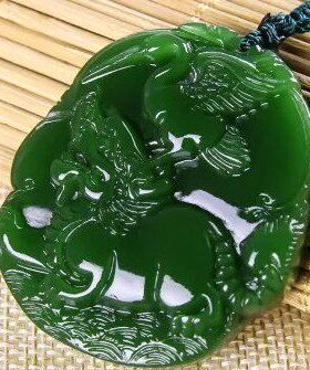 新疆碧玉黄龙玉龙龟仙鹤挂件龟鹤献寿玉坠男女款玉牌子