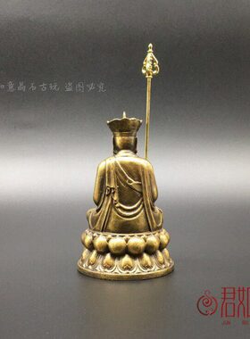 铜地藏王菩萨摆件黄铜小号地藏王菩萨佛祖小摆件铜佛铜像锡杖铜器