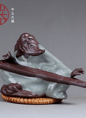 精品汝窑古风琴韵茶宠摆件 陶瓷工艺品 牛汝窑茶宠 陶瓷茶具