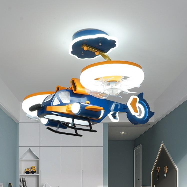 风儿间童飞灯扇灯遥控男童房创飞机风扇意卡通战斗机模型机男孩卧 - 图2
