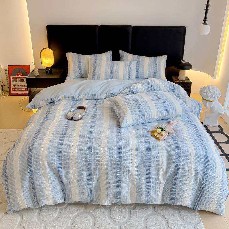 A类渐变华夫格提花系列三四件套立体大提花50支全棉人字纹床品,淘宝优惠券,粉丝福利购,淘宝优惠卷