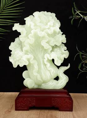 立马发财摆品件祥吉如玉客厅装办公室白玉系列摆件装饰树脂工艺修