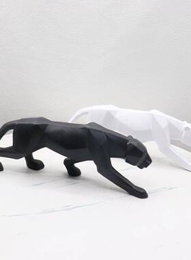 切卧室装摆饰品家居装饰树工脂艺豹子品创意几何猎豹件面动物客厅