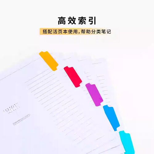 日本maruman满乐文LOOSE LEAF活页配件五色分隔页A5 B5 A4  B7 索引页  分页纸 - 图1
