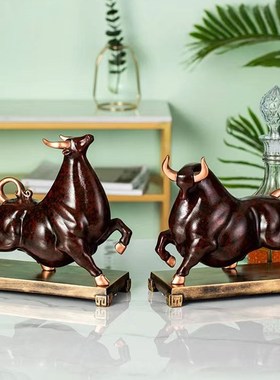 中式生肖牛摆件唐马摆件家居客厅摆设办公室开业R礼品蓝色的牛摆
