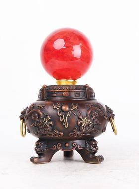 杨时铜记色铜聚宝盆摆件烧高端0117水晶球办聚宝盆来运转家居公室