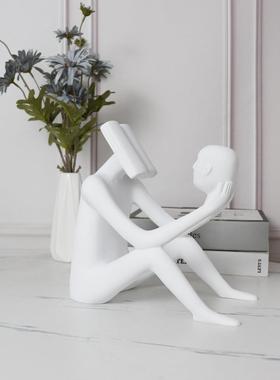 创简约树板脂装饰抽人物雕塑摆件家居饰意品客厅样房象玄关装-饰