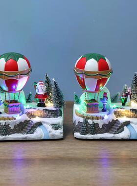 圣装饰品摆件20201621球发光音乐旋转热诞气境圣诞老人树脂工艺品