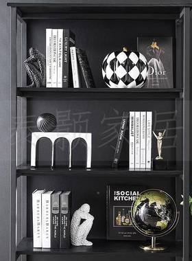 男孩房样板间架书房书格陈列摆件菱书南瓜飘窗客厅层架装饰地球仪