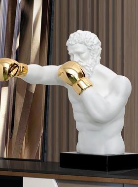 现代简创MHE约意物拳击手人雕塑树脂摆厅件客玄关酒店电视柜家居