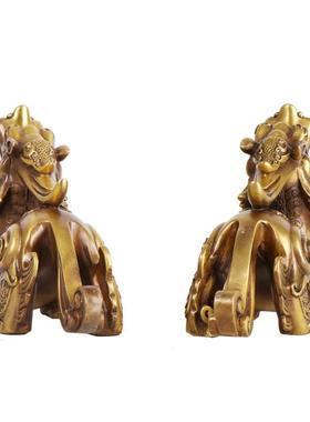 杨铜公记铜站貔摆貅摆件金钱独角家貔居办件铜貅金钱独角兽