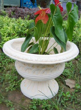 简欧仿竹编田园风格雕塑花盆新房装饰摆件绿植多肉花瓶花器花桶
