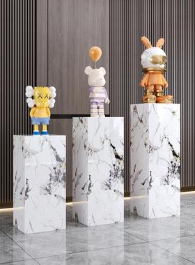 工艺品摆件台花架客展厅玄关酒店会所岩板装饰立柱大理石雕塑底座