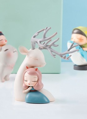 可米生活贾晓鸥可爱小动物猫将军龙狗熊艺术潮玩女孩桌面车载摆件