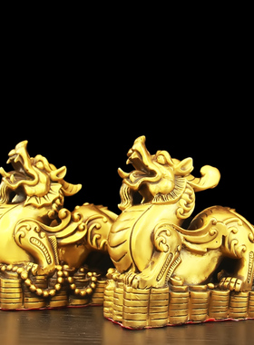 纯铜貔貅摆件一对招財鎮宅客厅店铺家居玄关办公室皮丘貔恘大小号