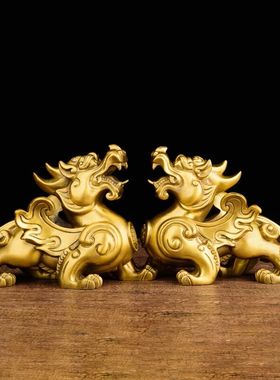 纯铜招财貔貅摆件一对镇宅皮丘家用装饰工艺品办公室店铺开业礼品