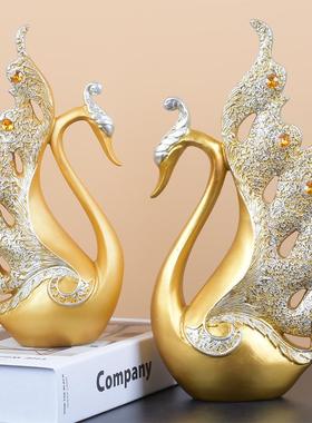 欧ZON式现代奢高档厅电视柜天鹅摆酒柜装饰品客桌面玄关结婚件送