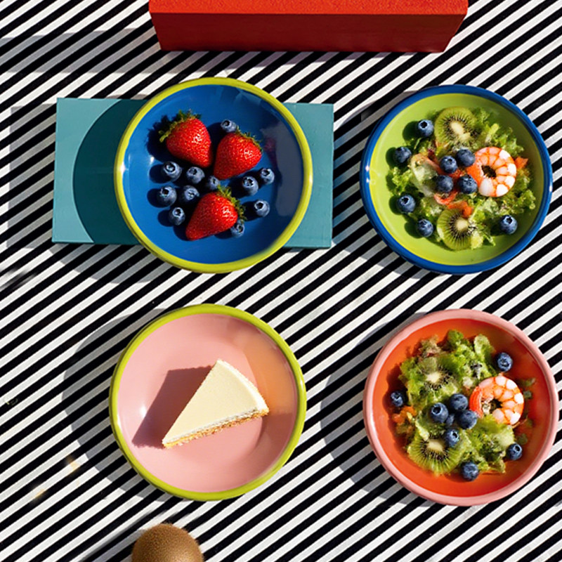 土耳其Bornn撞色搪瓷餐具长方形托盘燕麦碗