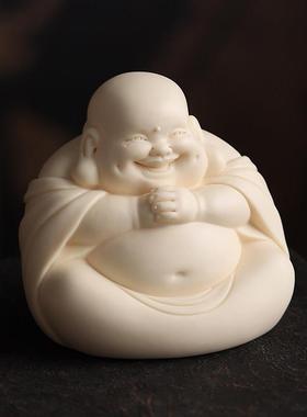 玉黄瓷大肚弥勒佛摆件家居客厅桌面创意笑佛工艺礼品摆饰车载汽车
