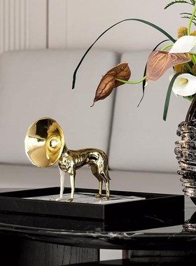 现代简约抽象动物摆件客厅玄关酒店样板间售楼处桌面软装饰品摆设