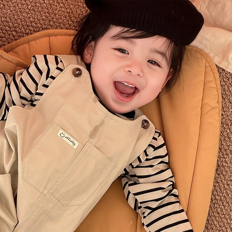 点兮2024春秋新款婴儿工装背带裤条纹T恤洋气男宝宝连体衣两件套,淘宝优惠券,粉丝福利购,淘宝优惠卷