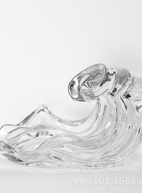 酒板店新款大堂楼处雕塑现代售客家居样房轻厅奢摆件透明水FCC浪