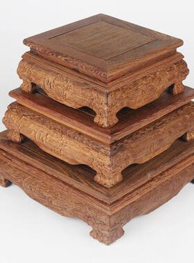 厂家中面式正18方虎老虎底脚木质盆景瓶花装饰品座