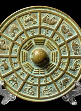 黄亮腰黄铜结婚龙铜小怀镜新娘压镜凤龙镜凤镜婚DSF庆精品圆镜子