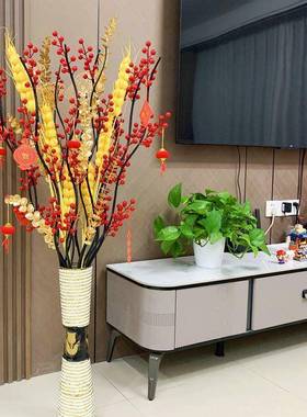 发设财红果插年摆宵客厅花落地装厂家直供饰摆放假花件婚庆摆乔迁