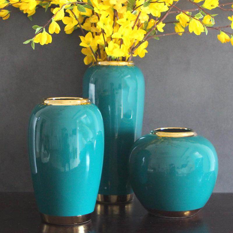 北欧轻奢描金陶瓷花瓶透方创鲜意水培植物口干MKQ花插花瓶客厅摆,淘宝优惠券,粉丝福利购,淘宝优惠卷